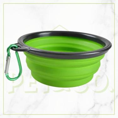 Imagem de Bebedouro Garrafa Retrátil 500ml e Comedouro Pet Silicone Portátil 350