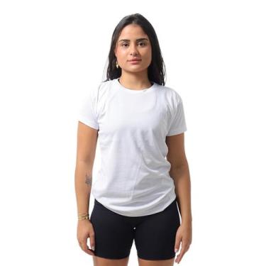Imagem de Camiseta Feminina Baby Look Dry Fit Básica Lisa  - Techmalhas, Branco,