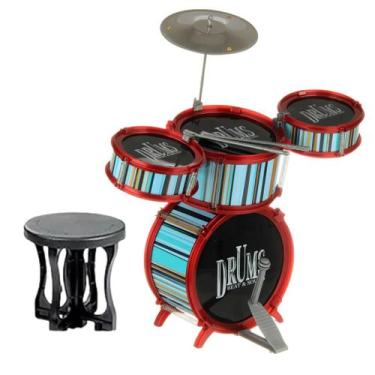 Imagem de Bateria Musical Infantil Jazz Drum Rock Brinquedo Com Banco - STORE SH