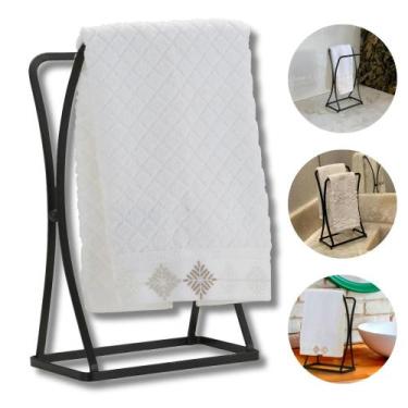 Imagem de Porta Toalha Rosto Mão Bancada Pia Banheiro Lavabo Preto Fosco - Arthi