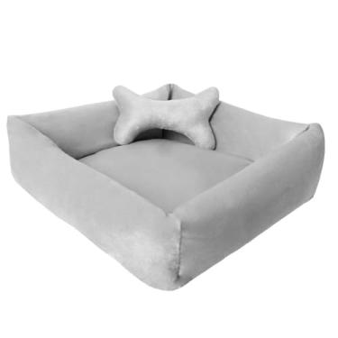 Imagem de Caminha Pet Cama De Cachorro E Gato Casinha Confortável Lavável Antiderrapante 55cmx50cm Colchonete (cinza)