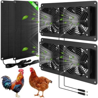 Imagem de Tujoe 2 conjuntos de kit de ventilador movido a energia solar, kit de ventilador de painel solar, 10 W, à prova de intempéries, ventiladores solares externos, à prova d'água, exaustor solar para