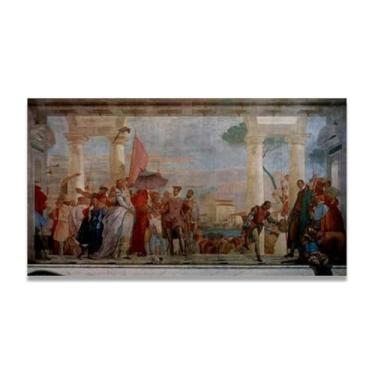 Imagem de A recepção de Henry III Giovanni Battista Tiepolo Impressão em tela – Obra-prima rococó barroca, pintura escolar de Veneza, pintura a óleo decorativa para galeria doméstica 40 x 72 cm