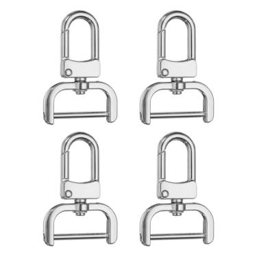 Imagem de HARFINGTON 4 peças de gancho de pressão destacável fecho giratório 1" (25 mm) anéis D de liga de zinco fecho de garra de lagosta com barra de parafuso para chaveiro, cordão, ferragens, artesanato, DIY