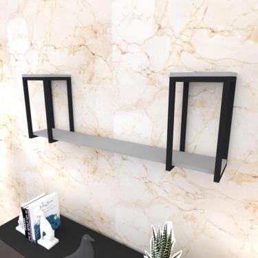 Imagem de Prateleira Industrial Suspensa Estante Parede Nicho Cinza Cozinha Escritorio Sala Quarto Infantil