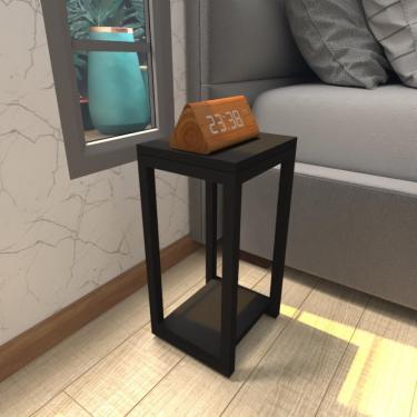 Imagem de Mesa De Cabeceira Industrial Preta Mdf Canto Quarto Mesas De Cabeceira Mesinha Cabeçeira Cabiceira