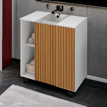 Imagem de Gabinete De Banheiro Pequin Branco Ripado Bechara