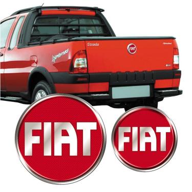 Imagem de Emblema Tampa Traseira Fiat Strada 2005 Adesivo Vermelho Cor Vermelho