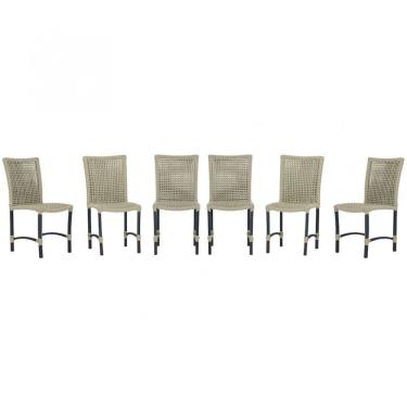 Imagem de 6 Cadeiras De Jantar Cannes De Alumínio Pintura Preta Trama Rami