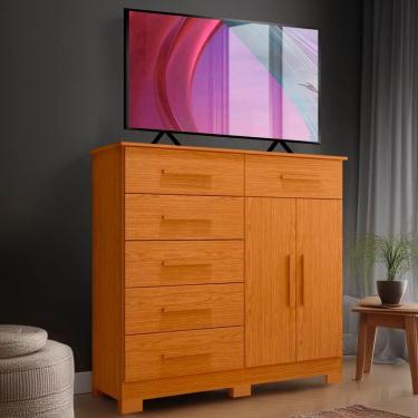 Imagem de Cômoda 6 Gavetas Para Tv Até 50 Polegadas Cinamomo Xing Shop Jm