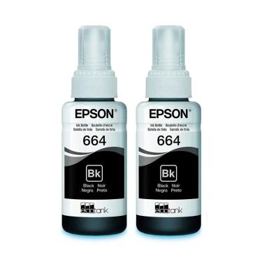 Imagem de Kit Tinta Epson Original T664 664 2 Pretos L395 L380 L375 L220 L455 - Refil