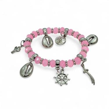 Imagem de Pulseira Obá Orixás Umbanda Candomblé Rosa Claro Ajustável - Flash