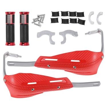 Imagem de Partuto Kit de capa de punhos de motocicleta de 22 mm 15/40.6 cm 24 mm kit de capas de guidão de borracha de liga de alumínio vermelho 1 conjunto de padrão de diamante xadrez lateral
