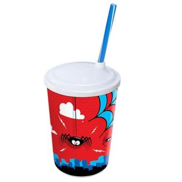 Imagem de Copo Infantil Canudo Removível Estampa Homem Aranha 550Ml - Arqplast