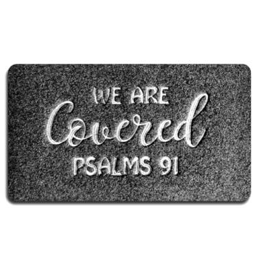 Imagem de Accssoey Tapetes de boas-vindas para porta da frente e entrada externa We are Covered Psalms 91 tapete de borracha antiderrapante para casa interior fazenda tapetes de cozinha engraçados pátio marrom