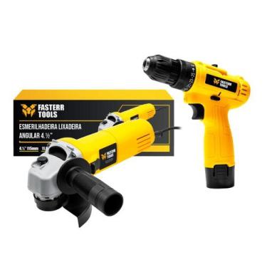 Imagem de Kit Esmerilhadeira Lixadeira Angular 820W e Parafusadeira e Furadeira 
