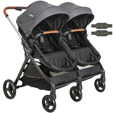 Imagem de Carrinho Kiddo para Gemeos com Bebe Conforto Speedy Grafite