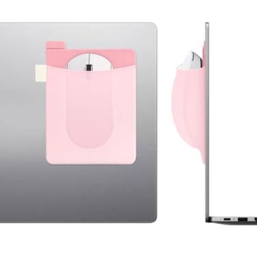 Imagem de Realand Pacote com 2 suportes para mouse para laptop, bolso grande e largo para mouse com adesivo reutilizável, sem resíduos de cola, capa elástica para sem fio, disco rígido, caneta, rosa