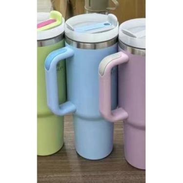 Imagem de Copo Garrafa de agua Térmica Tumbler 1200ML com canudo(azul bebe)