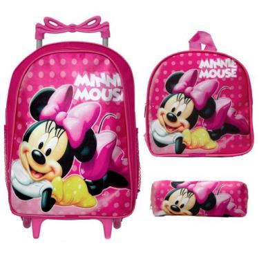 Imagem de Kit Mochila Escolar Infantil Minnie Com Rodinhas - TOYS 2U