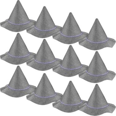 Imagem de SOMSOC Pacote com 12 chapéus Oktoberfest com cordão azul e branco boné adulto carnaval tradicional feltro alemão bávaro lembrancinha de festa, Cinza, M