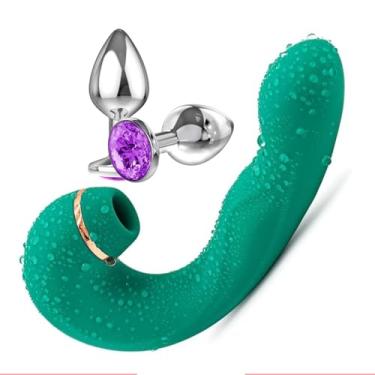 Imagem de Sexshop Artigo de Presente Feminino com função de vibrador Sucção do clitoris Pulsação com Plug pedra Anal em tamanho P.