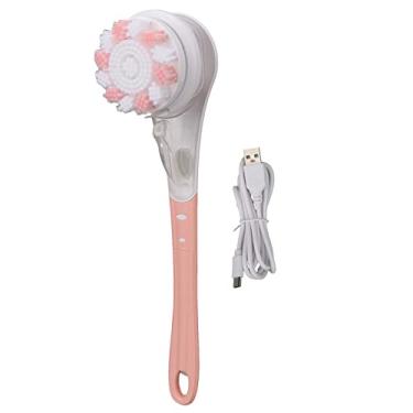 Imagem de Escova corporal elétrica OKJHFD, esfoliante rotativa à prova d'água, limpeza profunda, 3 engrenagens, removível, USB, rosa, massagem, purificador de chuveiro para rosto e corpo