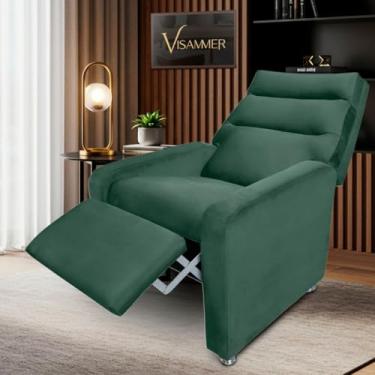 Imagem de Poltrona do Papai Reclinavel Confortavél Estofada com Espuma Tecido Veludo Idosos Sala (verde)