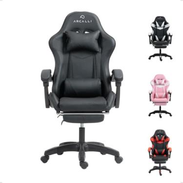 Imagem de Cadeira Gamer Escritório Arcalli Ergonômica Profissional Descanso de Pernas (Preto)