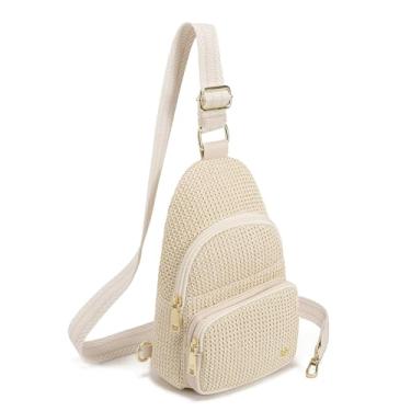 Imagem de Haytijoe Bolsa de palha pequena de verão, bolsa tiracolo com bloqueio de RFID, bolsas femininas de praia, pochetes, Boho branco grande, Large