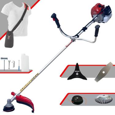 Imagem de Podador de Grama Completo Kawashima BCJ431L À Gasolina 2T 43cc 1,7HP 4 Opções de Corte Com Faca 2 Pontas, Faca 3 Pontas, Escova de Aço e Carretel