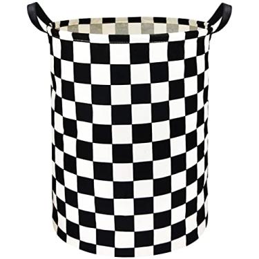 Imagem de HIYAGON Cesto de lavanderia para meninos, cesto de crianças, organizador de brinquedos para decoração de quarto, cesta de presente para quarto (bandeira de corrida)