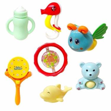 Imagem de Kit Chocalho Bebê  Brinquedo Infantil Barrulho Divertido 3 Mese Naninh