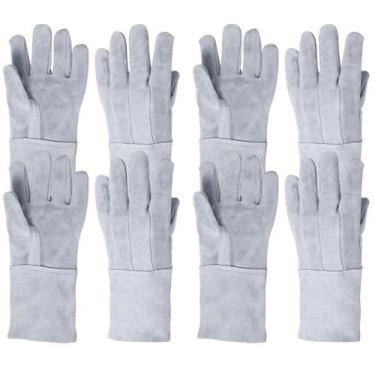 Imagem de Kit 10 Pares Luva de Raspa em Couro Punho 15 Proteção Individual EPI S