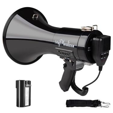 Imagem de MyMealivos Alto-falante megafone de 50 W com bateria recarregável, cobre até 500 metros de grande espaço ao ar livre, sirenes Bulit, gravação 240 e amplificação de som, suporta entrada de cartão AUX