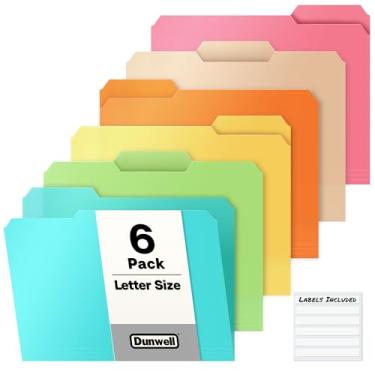 Imagem de Dunwell Pastel Plastic File Folders - (6 Pack), Sturdy 1/3 Tab File Folders Letter Size, Assorted Light Color Manila Folders 8.5 x 11, Poly File Folders for Documents, File Folders with Tabs, Labels