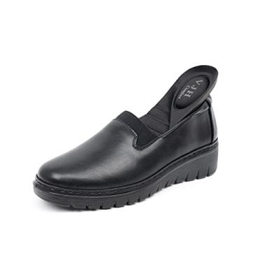 Imagem de VJH confort Mocassins Femininos Com Bico Redondo E Suporte Para Arco, Calçados Confortáveis Para Caminhada (Preto, 8,5)