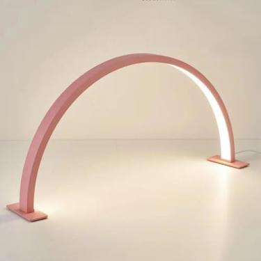 Imagem de Luminária LED de Mesa Meia-Lua 16” 3 Tons Bivolt – Luminária Arco Meia-Lua, Regulagem de Cor e Brilho, Ideal para Beleza, Cílios, Maquiagem, Tatuagem, Artesanato, Leitura e Spa (Rosa)