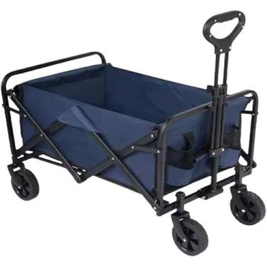 Imagem de Carrinho Doméstico Vagão Rodas Aço Dobrável Transporte Prático - Útil 