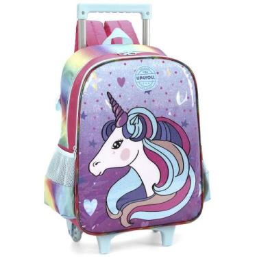 Imagem de Mochila de Rodinhas Com Alça Luxcel Up4You Unicórnio Azul, Azul, Único