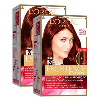 Imagem de Kit 2 Tintura Creme Imédia Excellence L'oréal Vermelho Profundo 4466 K