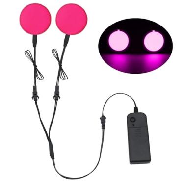 Imagem de YnGia Olhos LED incandescentes, painel eletroluminescente EL folha redonda de neon cortável para cosplay festa máscara de olho decoração de capacete de super-herói (rosa, 50 mm)
