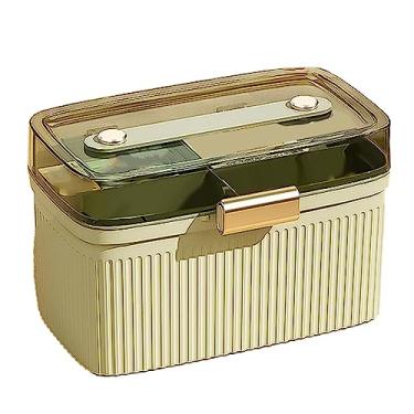 Imagem de Zhjvihx Caso de Primeiros Socorros, Classificação de Armazenamento de Armazenamento Caixa de Segurança Bloqueio Transparente Portátil para Acampar para a Escola (Verde escuro)