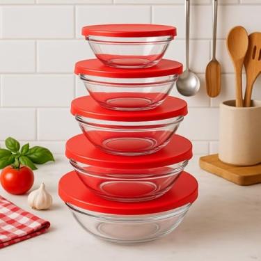 Imagem de Conjunto 5 Bowls Vidro e Tampa Plastica Vista Home