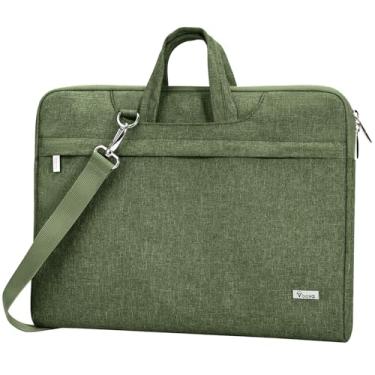 Imagem de Voova Bolsa para laptop 17 17,3 polegadas resistente à água capa para laptop com alças de ombro e alça, capa fina para computador compatível com HP Dell Asus Acer de 17-18 polegadas, verde exército
