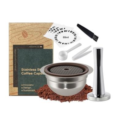 Imagem de FOVNOT Cápsulas reutilizáveis Ve-tuo Cápsulas de café recarregáveis tampas de silicone de grau alimentício cápsula de café de aço inoxidável compatível com máquinas NES-esso Ve-tuo Plus/Pop/Next