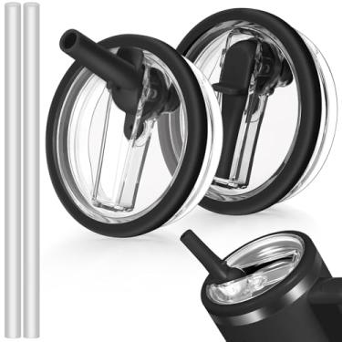Imagem de 2 peças de tampa de canudo dobrável à prova de vazamento de 1,134 g, compatível com copo Stanley Quencher, caneca de água de 1,134 g, capa à prova de derramamento, substituição perfeita para Stanley