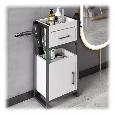 Imagem de AKALNNB Armário de armazenamento de estações de salão, carrinho de estação de salão para cabeleireiro, estação de salão de beleza, para barbearias com 1 gaveta/1 armário de armazenamento (cor: preto