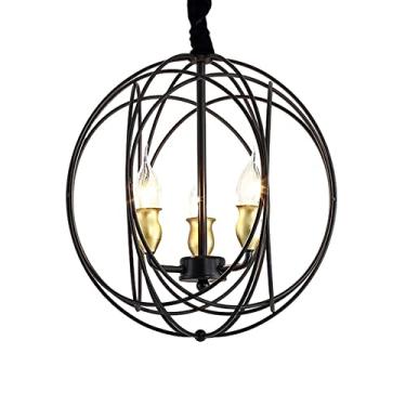 Imagem de XFNVXC Lustre de ferro tradicional europeu e Wroug moderno Lig luxo Wroug E14 Minimalista Globo Teto Lustre Hotel Café Roupas Decoração Lustre Luminárias