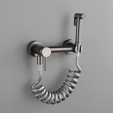 Imagem de CUTPOIY Conjunto de misturador de spray de chuveiro de vaso sanitário cinza quente e frio montado na parede kit de pulverizador de torneira para vaso sanitário multifuncional acessório de vaso